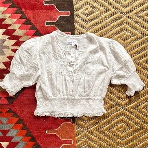 Urban Outfitters, White Cropped Blouse